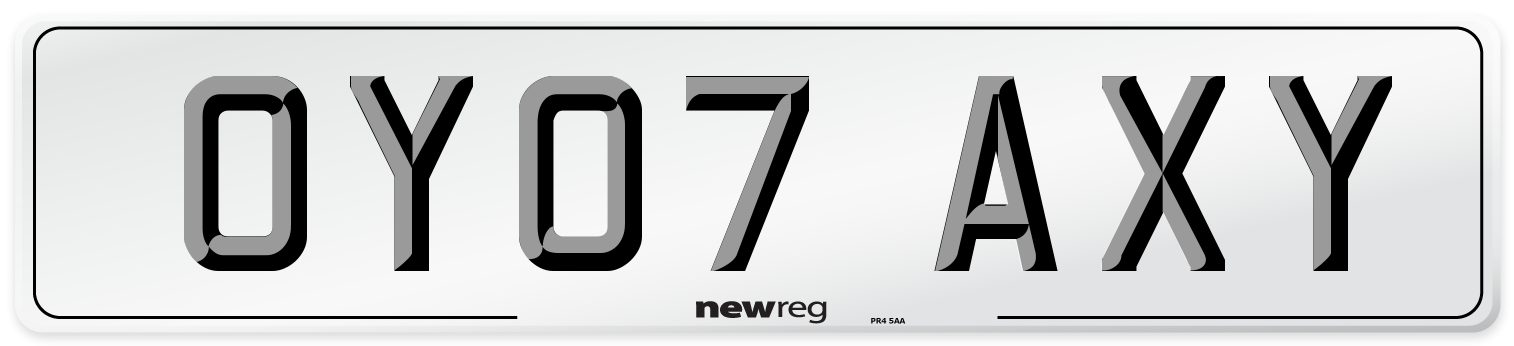 OY07 AXY Number Plate from New Reg
